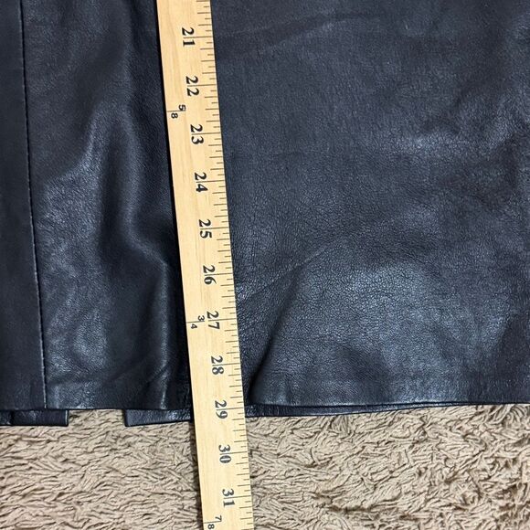 Genuine Leather Midi Pencil Skirt Black Size 16 Classic Minimalist Streetwear - Picture 8 of 9